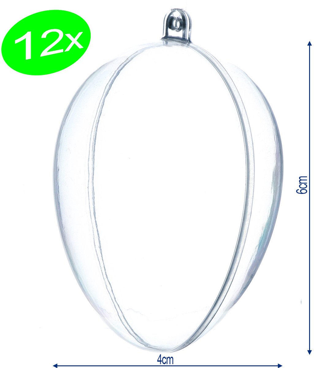 12x acrylballen paasei 6cm plexi transparant DIY paasboom pasen bollen hanger decoratief vulbaar knutselset deelbaar